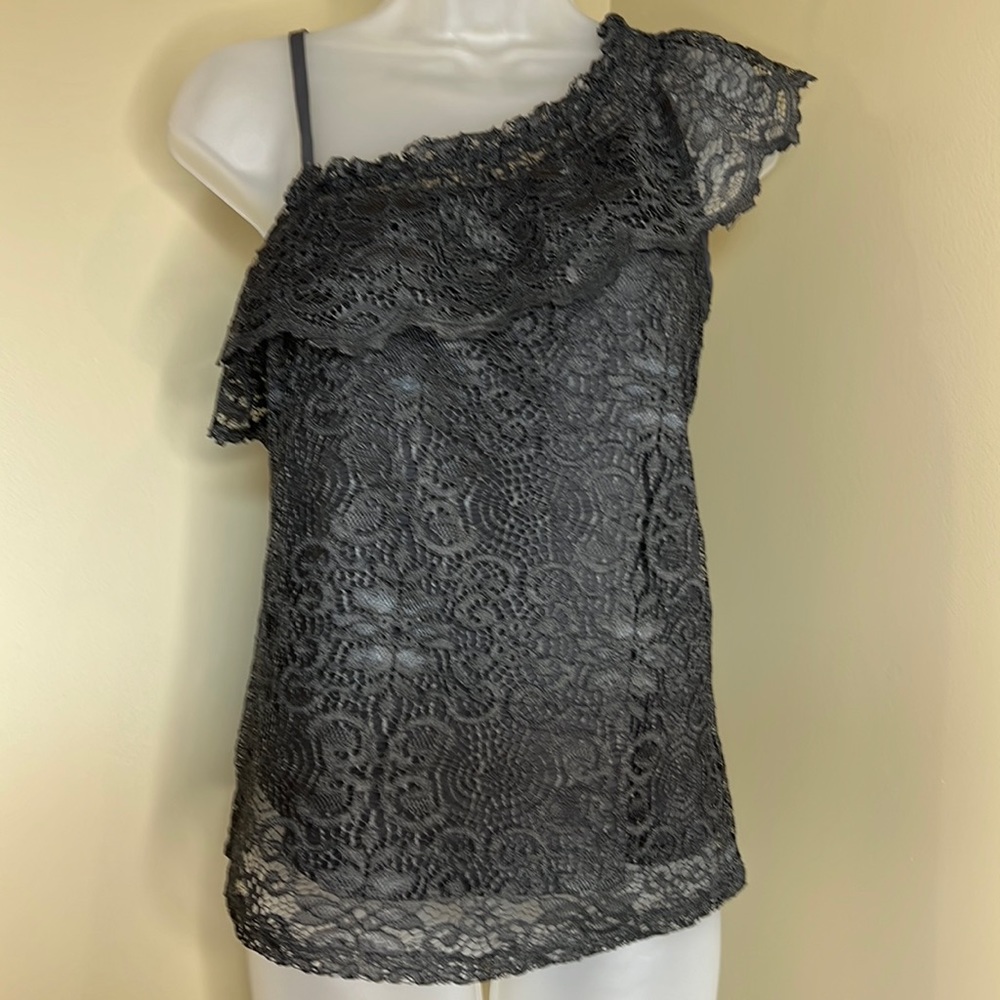 Maurices One Shoulder Lace Overlayed Top Size Small